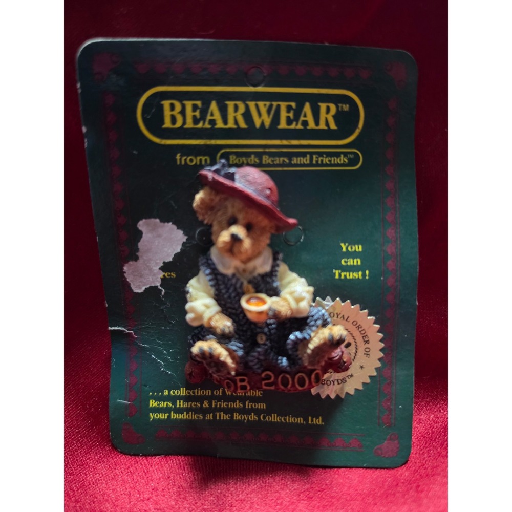 Boyds Bears Friends Bearwear Resin Brooch Pin Prissie Missie Fixin Tea 2000